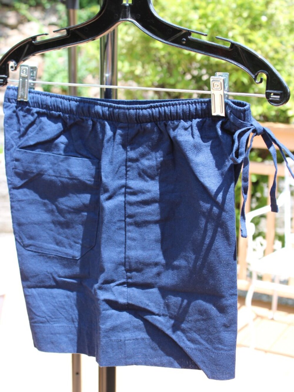 Loft Women Shorts XS Navy Blue Elastic Waist String Lined Linnen Cotton Casual